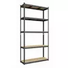Металевий стелаж 180×110×60 см, 5 полиць, ДСП, чорний, Бюджет, Кількість полиць: 5, Колір: чорний матовий, Матеріал полиць: ДСП, Висота: 180, Ширина: 110, Глибина: 60фото