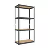 Металевий стелаж 160×90×40 чорний, 4 полиці МДФ, Бюджетфото