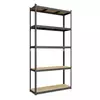 Металевий стелаж 180×110×60 см, 5 полиць, МДФ, чорний, Бюджет, Кількість полиць: 5, Колір: чорний матовий, Матеріал полиць: МДФ, Висота: 180, Ширина: 110, Глибина: 60фото