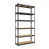 Металевий стелаж 240×120×50 см, 6 полиць, МДФ, чорний, Бюджет, Кількість полиць: 6, Колір: чорний матовий, Матеріал полиць: МДФ, Висота: 240, Ширина: 120, Глибина: 50фото