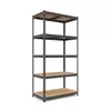 Металевий стелаж 180×70×40 см, 5 полиць, МДФ, чорний, Еталонфото