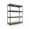 Металевий стелаж 180×120×70 см, 4 полиці, ДСП, чорний, Титан, Кількість полиць: 4, Колір: чорний матовий, Висота: 180, Ширина: 120, Глибина: 70фото
