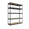 Металевий стелаж 240×160×70 см, 5 полиць, ДСП, чорний, Титан, Кількість полиць: 5, Колір: чорний матовий, Висота: 240, Ширина: 160, Глибина: 70фото