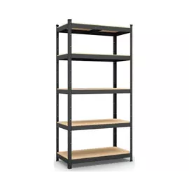 Металевий стелаж 180×60×50 чорний, 5 полиць ДСП, Бюджетфото