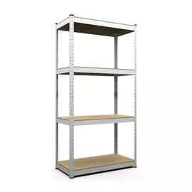 Металевий стелаж 160×90×30 см, 4 полиці, МДФ, оцинкований, Бюджет, Кількість полиць: 4, Колір: оцинкований, Матеріал полиць: МДФ, Висота: 160, Ширина: 90, Глибина: 30фото