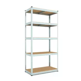 Металевий стелаж 200×100×45 см, 5 полиць, МДФ, оцинкований, Бюджет, Кількість полиць: 5, Колір: оцинкований, Матеріал полиць: МДФ, Висота: 200, Ширина: 100, Глибина: 45фото