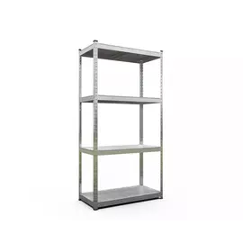 Металевий стелаж 160×80×40 см, 4 полиці, сталь, оцинкований, Бюджет, Кількість полиць: 4, Колір: оцинкований, Матеріал полиць: метал, Висота: 160, Ширина: 80, Глибина: 40фото