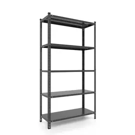 Металевий стелаж 180×100×40 см, 5 полиць, чорний, Кронос, Кількість полиць: 5, Колір: чорний матовий, Висота: 180, Ширина: 100, Глибина: 40фото