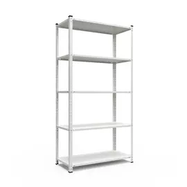 Металевий стелаж 184×95×34 см, 5 полиць, білий, Елегант-1, Кількість полиць: 5, Колір: білий, Висота: 184, Ширина: 95, Глибина: 34фото