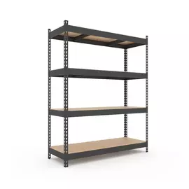 Металевий стелаж 180×120×50 см, 4 полиці, ДСП, чорний, Титан, Кількість полиць: 4, Колір: чорний матовий, Висота: 180, Ширина: 120, Глибина: 50фото