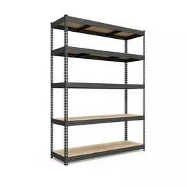 Металевий стелаж 312×160×60 см, 5 полиць, ДСП, чорний, Титан, Кількість полиць: 5, Колір: чорний матовий, Висота: 312, Ширина: 160, Глибина: 60фото