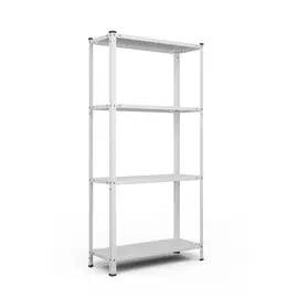 Металевий стелаж 150×75×30 см, 4 полиці, білий, РЕК-1, Кількість полиць: 4, Колір: білий, Висота: 150, Ширина: 75, Глибина: 30фото