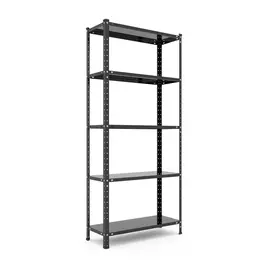 Металевий стелаж 170×75×30 см, 5 полиць, чорний, РЕК-4, Кількість полиць: 5, Колір: чорний глянець, Висота: 170, Ширина: 75, Глибина: 30фото