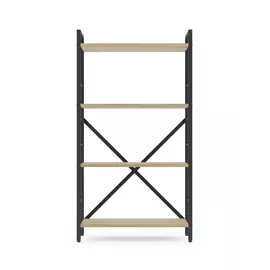 Металевий стелаж 110×60×24 антрацит-дуб артизан, 4 полиці ЛДСП, Лофтфото