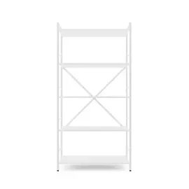 Металевий стелаж 160×80×40 білий-білий сніг, 5 полиць ЛДСП, Лофтфото