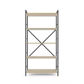 Металевий стелаж 160×80×40 антрацит-дуб артизан, 5 полиць ЛДСП, Лофтфото