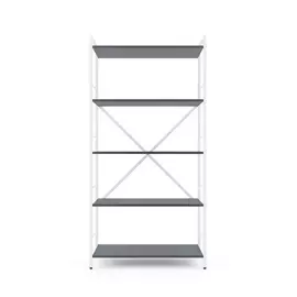 Металевий стелаж 160×80×40 білий-антрацит, 5 полиць ЛДСП, Лофтфото