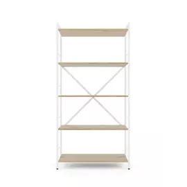 Металевий стелаж 160×80×40 білий-дуб артизан, 5 полиць ЛДСП, Лофтфото