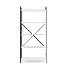 Металевий стелаж 170×80×35 антрацит-білий сніг, 5 полиць ЛДСП, Лофтфото