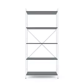 Металевий стелаж 170×80×35 білий-антрацит, 5 полиць ЛДСП, Лофтфото