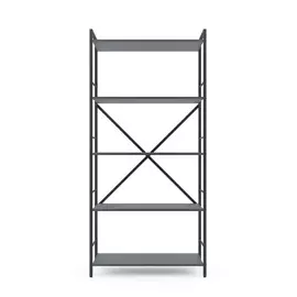 Металевий стелаж 170×80×35 антрацит-антрацит, 5 полиць ЛДСП, Лофтфото
