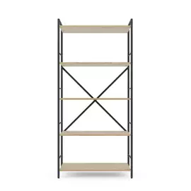Металевий стелаж 170×80×35 антрацит-дуб артизан, 5 полиць ЛДСП, Лофтфото