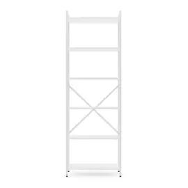 Металевий стелаж 180×60×24 білий-білий сніг, 6 полиць ЛДСП, Лофтфото