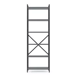 Металевий стелаж 180×60×24 антрацит-антрацит, 6 полиць ЛДСП, Лофтфото