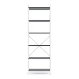 Металевий стелаж 180×60×24 білий-антрацит, 6 полиць ЛДСП, Лофтфото