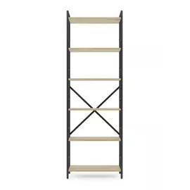 Металевий стелаж 180×60×24 антрацит-дуб артизан, 6 полиць ЛДСП, Лофтфото