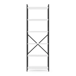 Металевий стелаж 180×60×24 антрацит-білий сніг, 6 полиць ЛДСП, Лофтфото