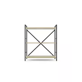 Металевий стелаж 90×60×24 антрацит-дуб артизан, 3 полиці ЛДСП, Лофтфото