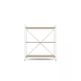 Металевий стелаж 90×80×40 білий-дуб артизан, 3 полиці ЛДСП, Лофтфото