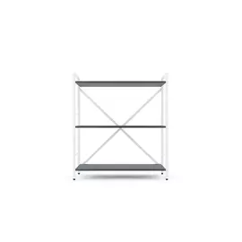 Металевий стелаж 90×80×40 білий-антрацит, 3 полиці ЛДСП, Лофтфото