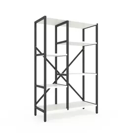 Стелаж Лофт Каскад 1090х700х300 Меткас, 35 кг/полицю, 5 полиць, ЛДСП, антрацит-білий снігфото