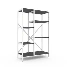 Стелаж Лофт Каскад 1090х700х300 Меткас, 35 кг/полицю, 5 полиць, ЛДСП, білий-антрацитфото