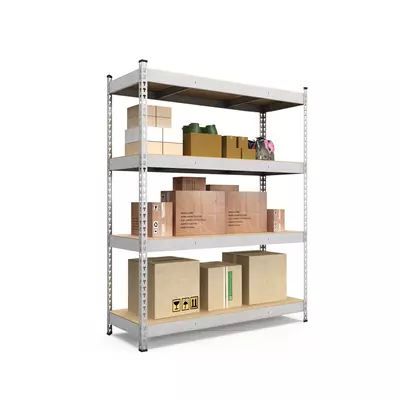 Металевий стелаж 180×140×60 см, 4 полиці, ДСП, оцинкований, Титан, Кількість полиць: 4, Колір: оцинкований, Висота: 180, Ширина: 140, Глибина: 60фото, зображення 2