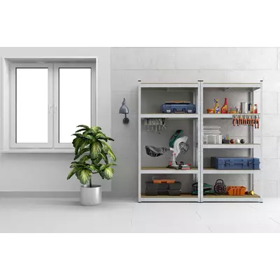 Металевий стелаж 180×80×30 см, 5 полиць, ДСП, оцинкований, Бюджет, Кількість полиць: 5, Колір: оцинкований, Матеріал полиць: ДСП, Висота: 180, Ширина: 80, Глибина: 30фото, зображення 4