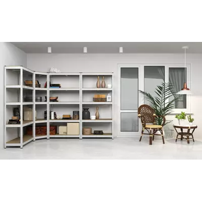 Металевий стелаж 180×80×30 см, 5 полиць, ДСП, оцинкований, Бюджет, Кількість полиць: 5, Колір: оцинкований, Матеріал полиць: ДСП, Висота: 180, Ширина: 80, Глибина: 30фото, зображення 5