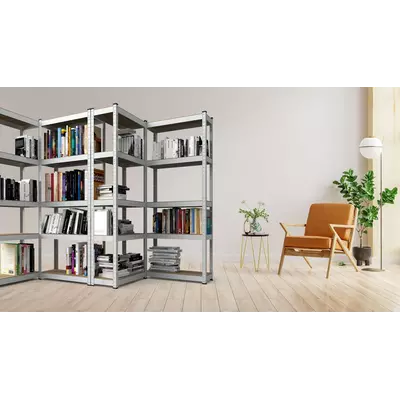 Металевий стелаж 180×80×30 см, 5 полиць, ДСП, оцинкований, Бюджет, Кількість полиць: 5, Колір: оцинкований, Матеріал полиць: ДСП, Висота: 180, Ширина: 80, Глибина: 30фото, зображення 6