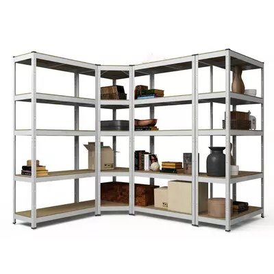 Металевий стелаж 180×80×30 см, 5 полиць, ДСП, оцинкований, Бюджет, Кількість полиць: 5, Колір: оцинкований, Матеріал полиць: ДСП, Висота: 180, Ширина: 80, Глибина: 30фото, зображення 9