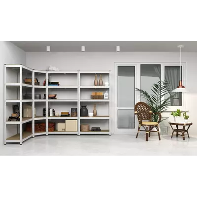 Металевий стелаж 180×110×40 см, 5 полиць, МДФ, оцинкований, Бюджет, Кількість полиць: 5, Колір: оцинкований, Матеріал полиць: МДФ, Висота: 180, Ширина: 110, Глибина: 40фото, зображення 5