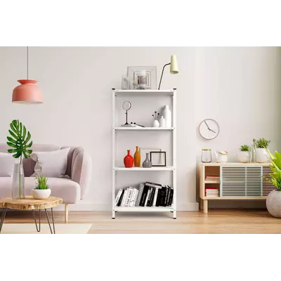 Металевий стелаж 150×75×30 см, 4 полиці, білий, РЕК-1, Кількість полиць: 4, Колір: білий, Висота: 150, Ширина: 75, Глибина: 30фото, зображення 2