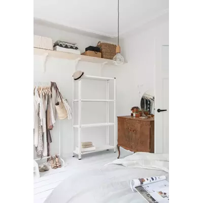 Металевий стелаж 150×75×30 см, 4 полиці, білий, РЕК-1, Кількість полиць: 4, Колір: білий, Висота: 150, Ширина: 75, Глибина: 30фото, зображення 4