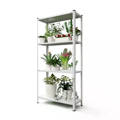 Металевий стелаж 150×75×30 см, 4 полиці, білий, РЕК-1, Кількість полиць: 4, Колір: білий, Висота: 150, Ширина: 75, Глибина: 30фото, зображення 5