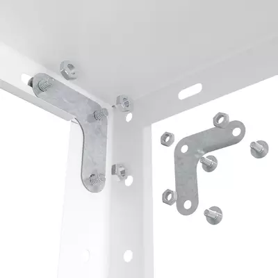 Металевий стелаж 150×75×30 см, 4 полиці, білий, РЕК-1, Кількість полиць: 4, Колір: білий, Висота: 150, Ширина: 75, Глибина: 30фото, зображення 10