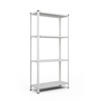 Металевий стелаж 150×75×30 см, 4 полиці, білий, РЕК-1, Кількість полиць: 4, Колір: білий, Висота: 150, Ширина: 75, Глибина: 30фото