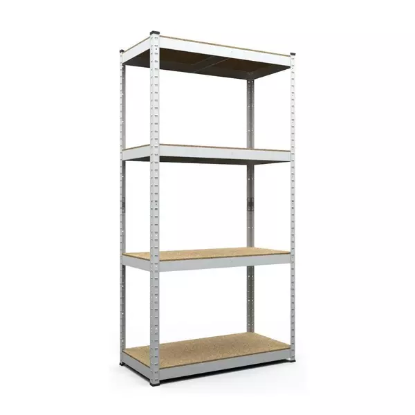 Металевий стелаж 160×80×30 см, 4 полиці, МДФ, оцинкований, Бюджет, Кількість полиць: 4, Колір: оцинкований, Матеріал полиць: МДФ, Висота: 160, Ширина: 80, Глибина: 30фото
