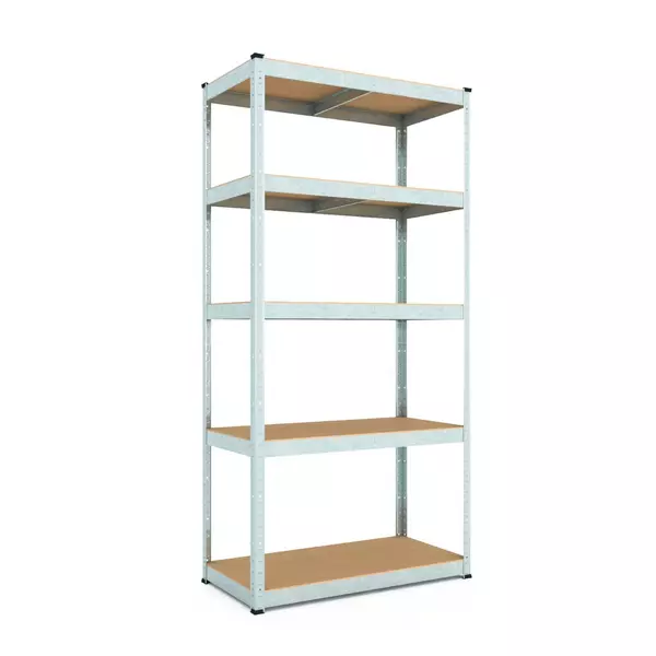 Металевий стелаж 200×100×30 см, 5 полиць, МДФ, оцинкований, Бюджет, Кількість полиць: 5, Колір: оцинкований, Матеріал полиць: МДФ, Висота: 200, Ширина: 100, Глибина: 30фото