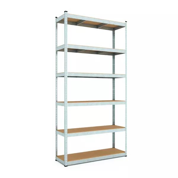 Металевий стелаж 240×120×60 см, 6 полиць, МДФ, оцинкований, Бюджет, Кількість полиць: 6, Колір: оцинкований, Матеріал полиць: МДФ, Висота: 240, Ширина: 120, Глибина: 60фото